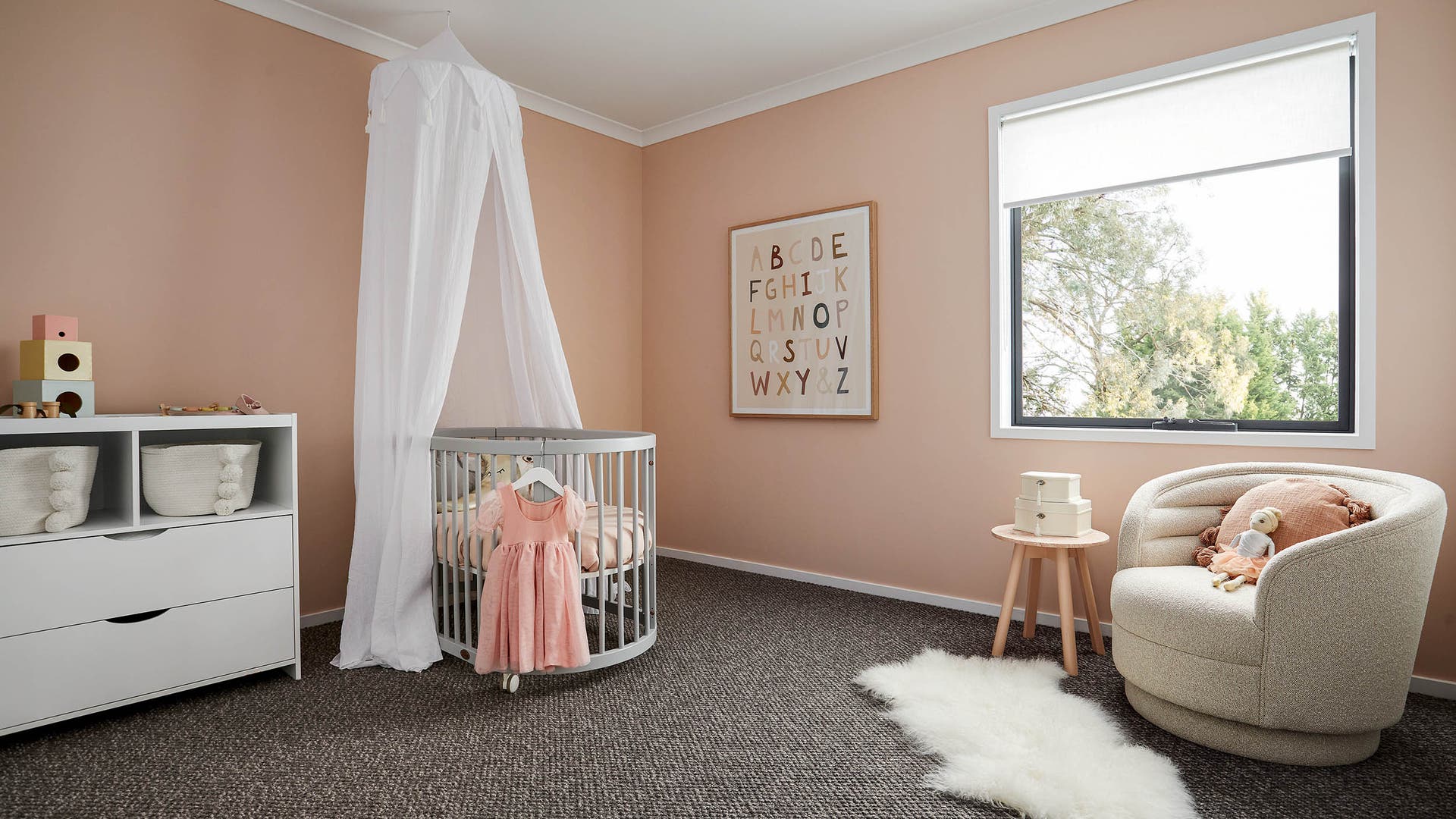 Pastel pink colour themed nursery