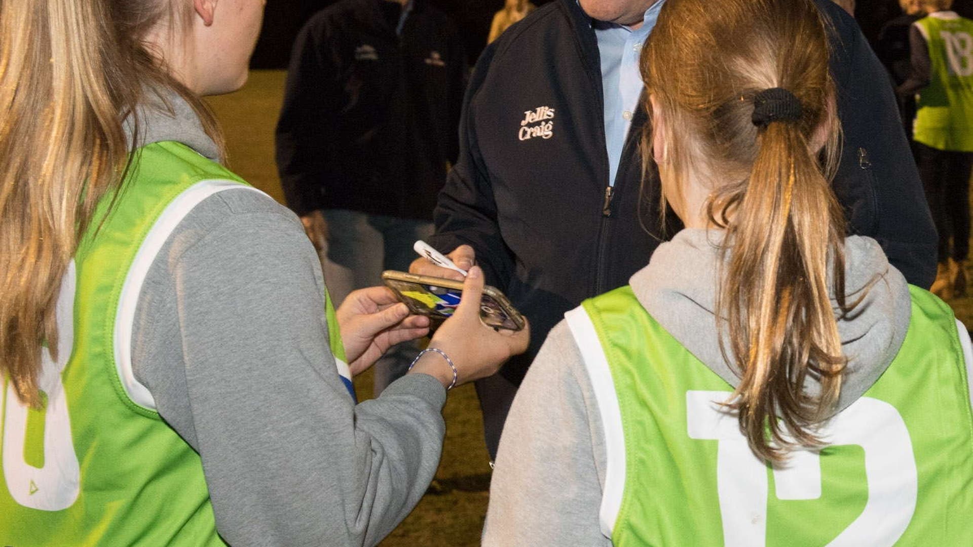 Former Prime Minister Scott Morrison speaking with the local football club players.