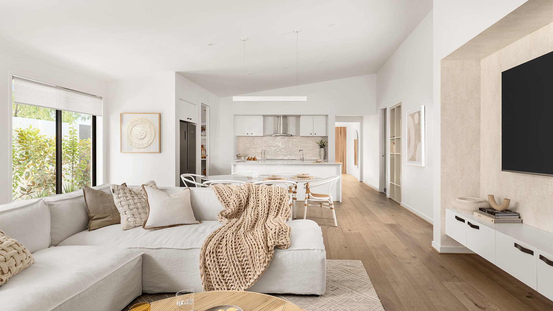 Monaco 28 living, kitchen & dining area on display in Sunbury