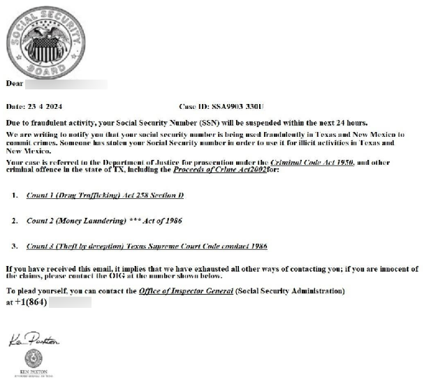 Government Official Impersonation SSN Suspension PDF E