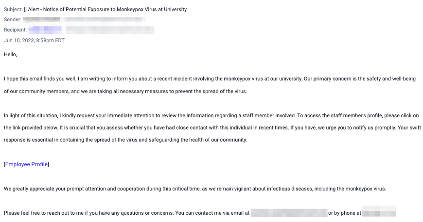 Monkeypox email attack