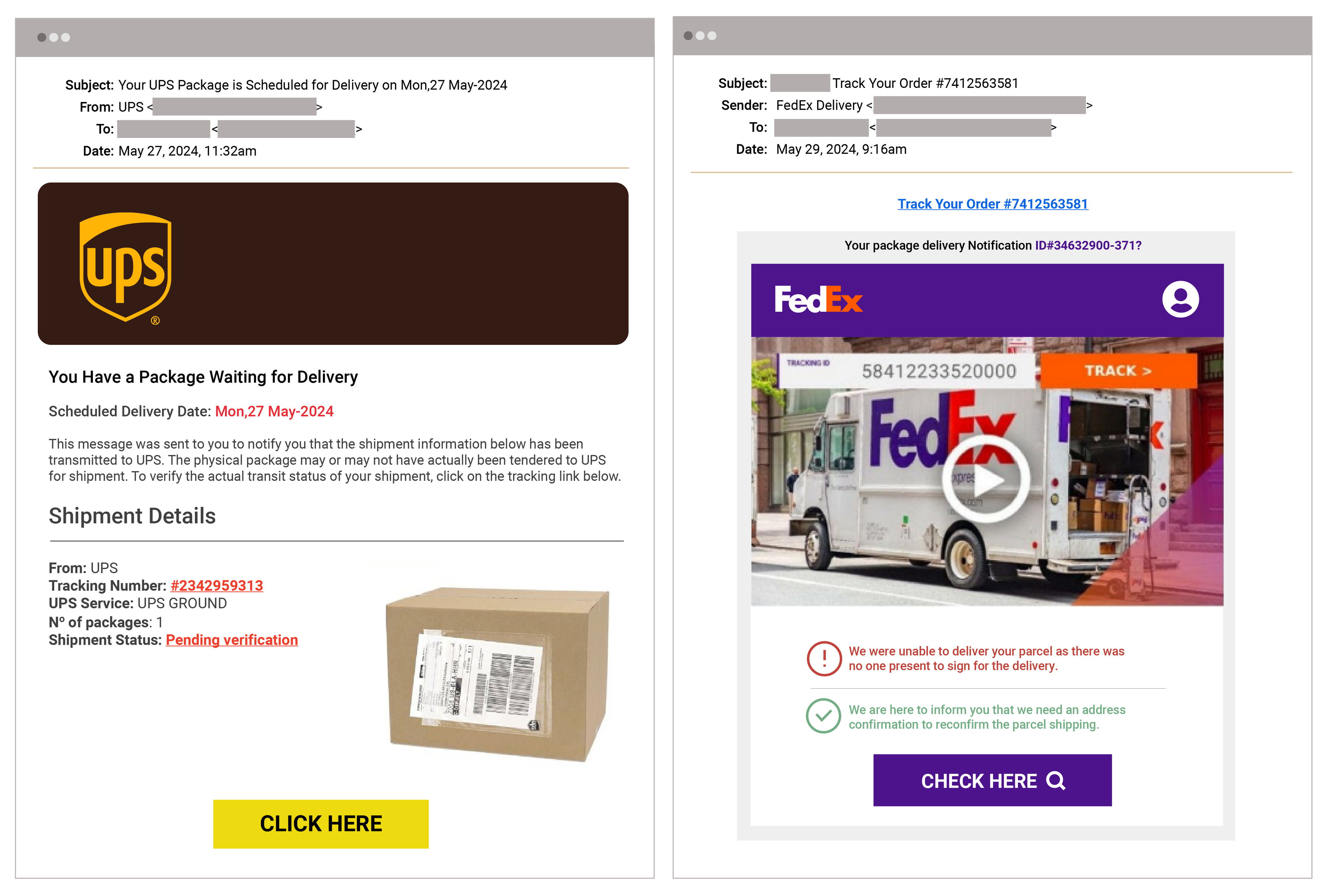 UPS Fed Ex Phishing Impersonation Phishing Email E