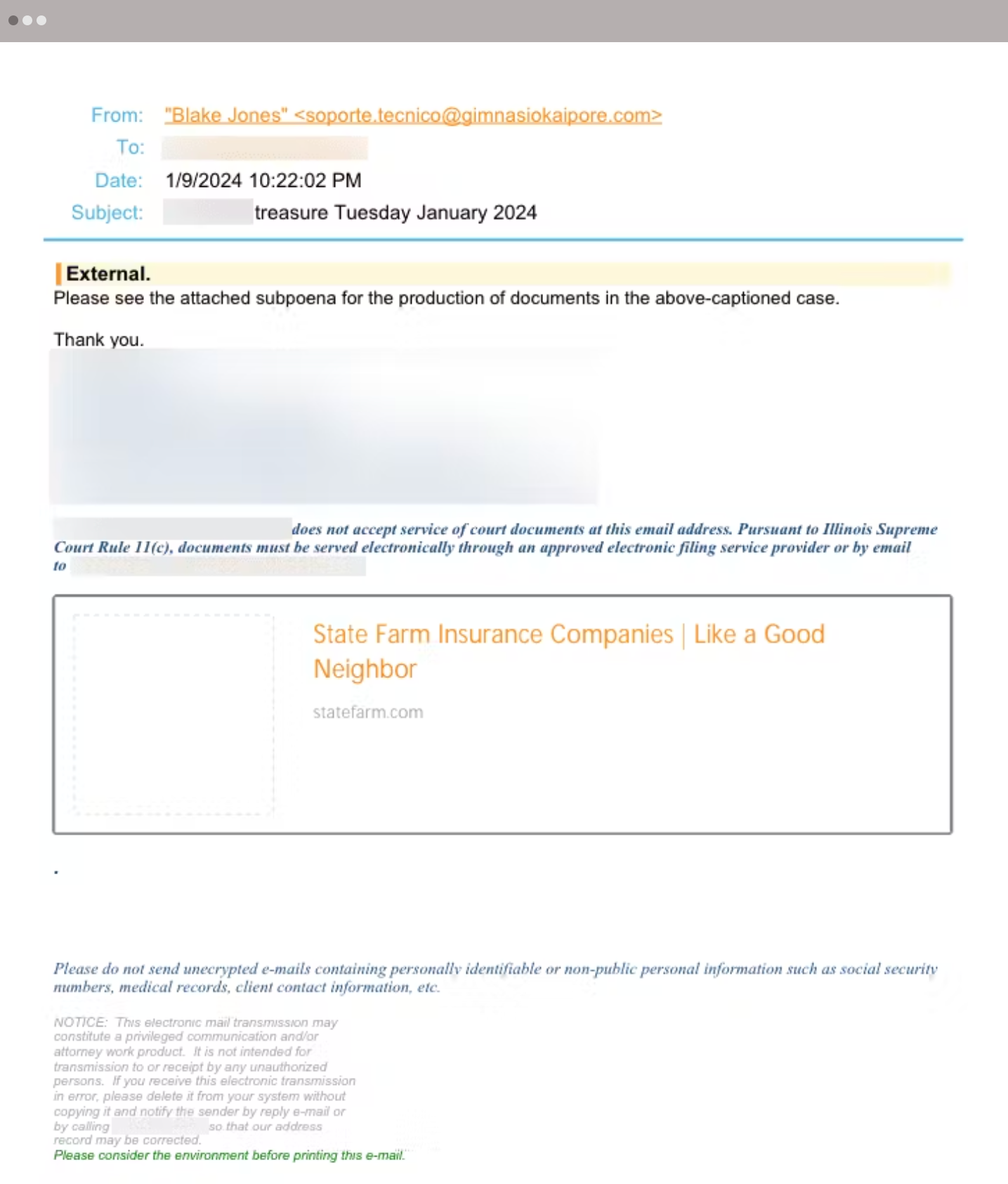 Malware Attack Impersonation Attorney Email