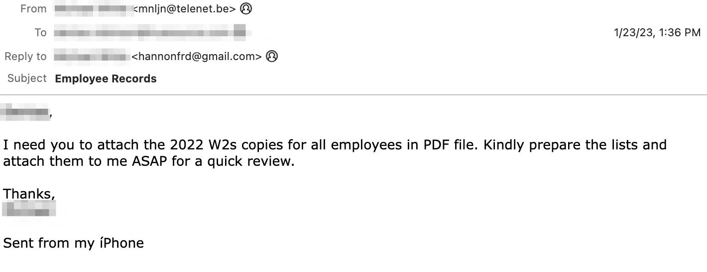 W2 employee records bec