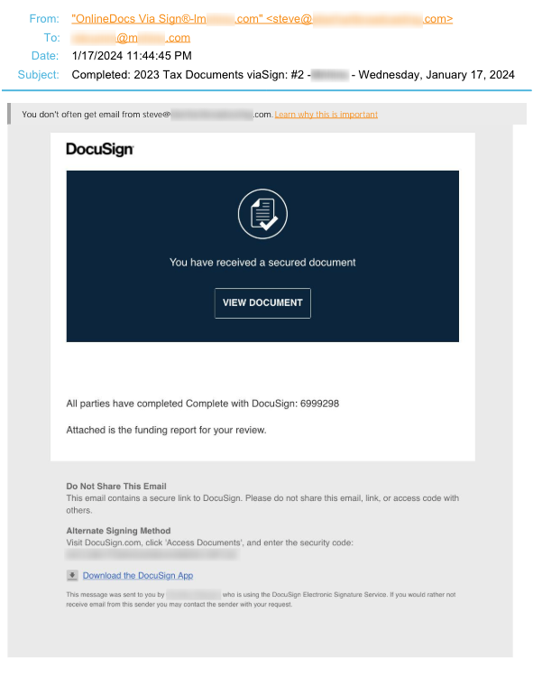 AL Docu Sign Impersonator Tax Related Email E
