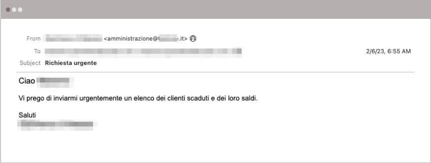 Aging Report Theft in Italian