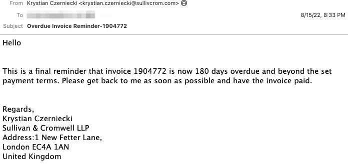 Third Party Impersonation Lookalike Email Address