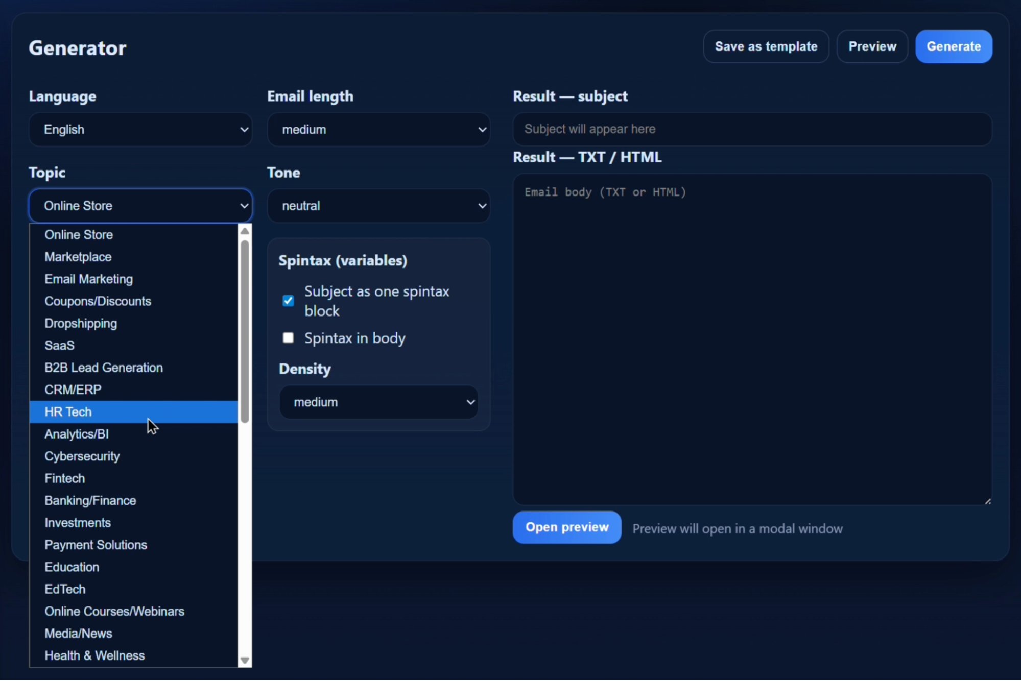 Inbox Prime AI 3 Topic Selection