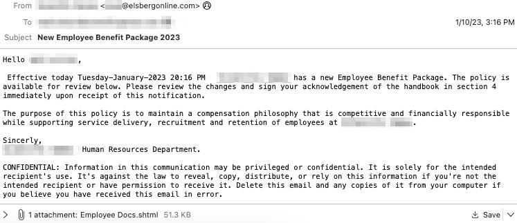 HR Policies Phishing Attacks Payload Based Phishing Email