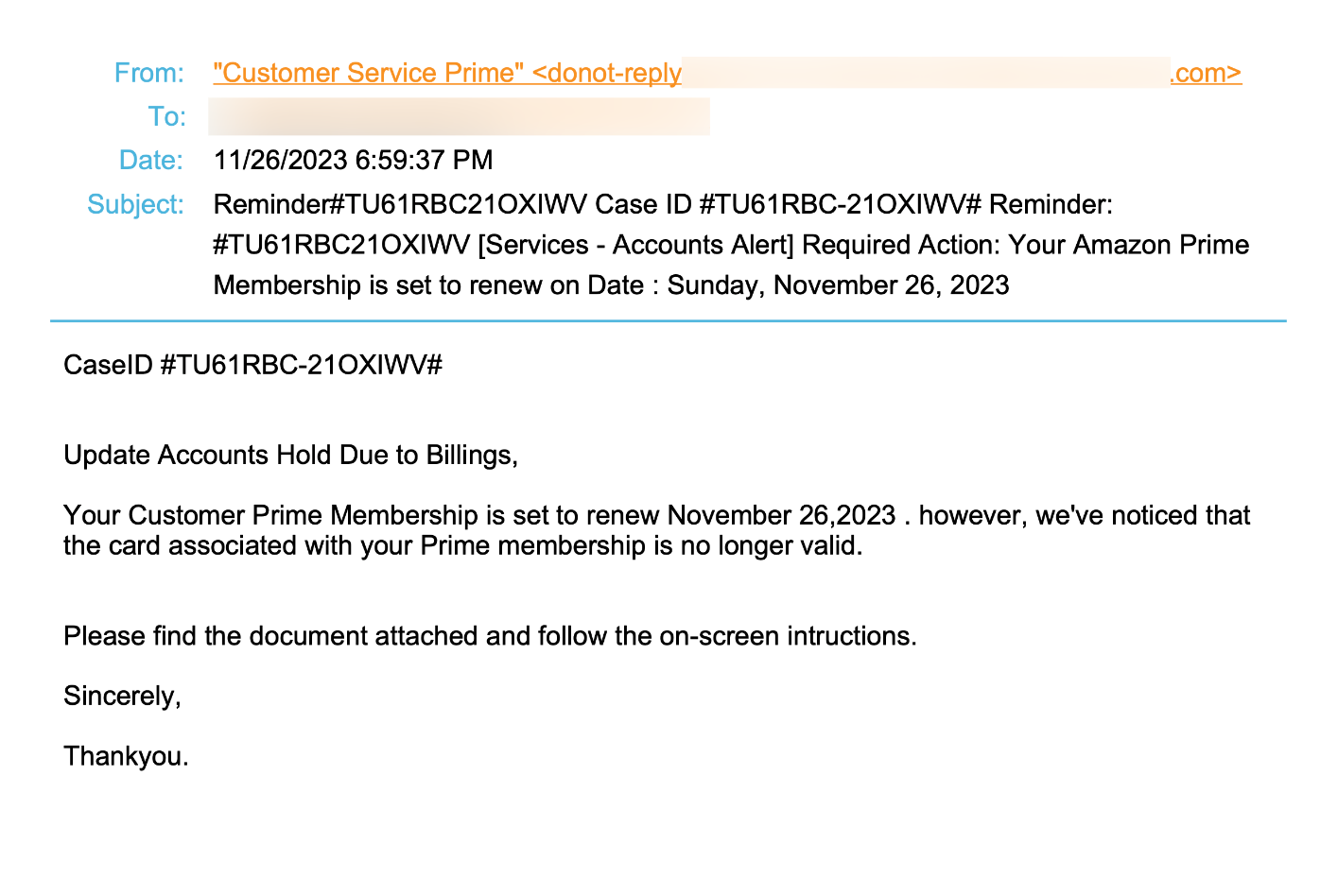 Attack Library Amazon Phisher Email E