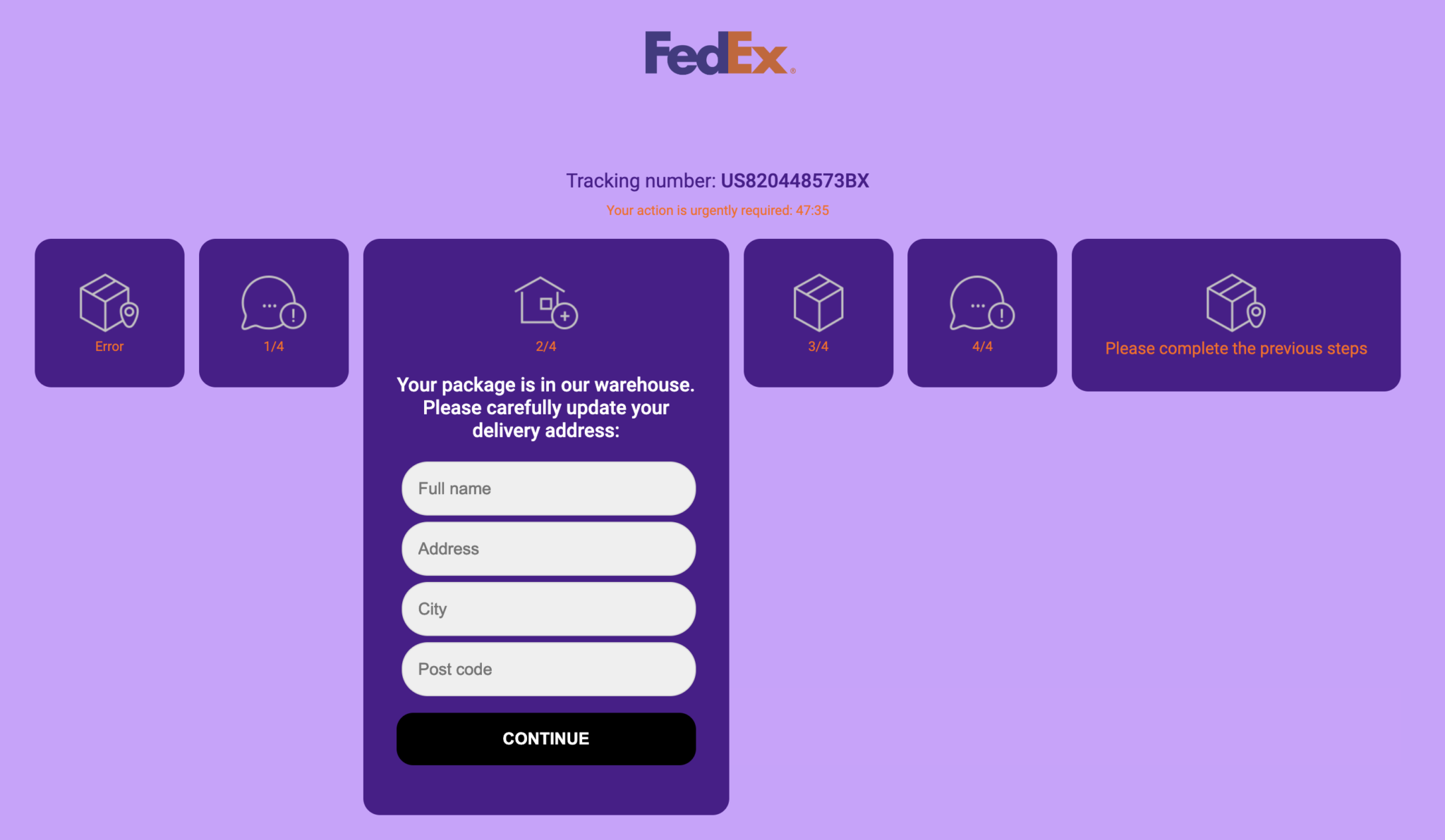 Fedex phishing page 5