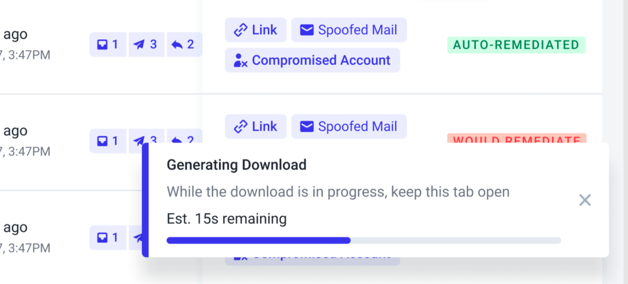 Abnormal threat log downloads last 90 days