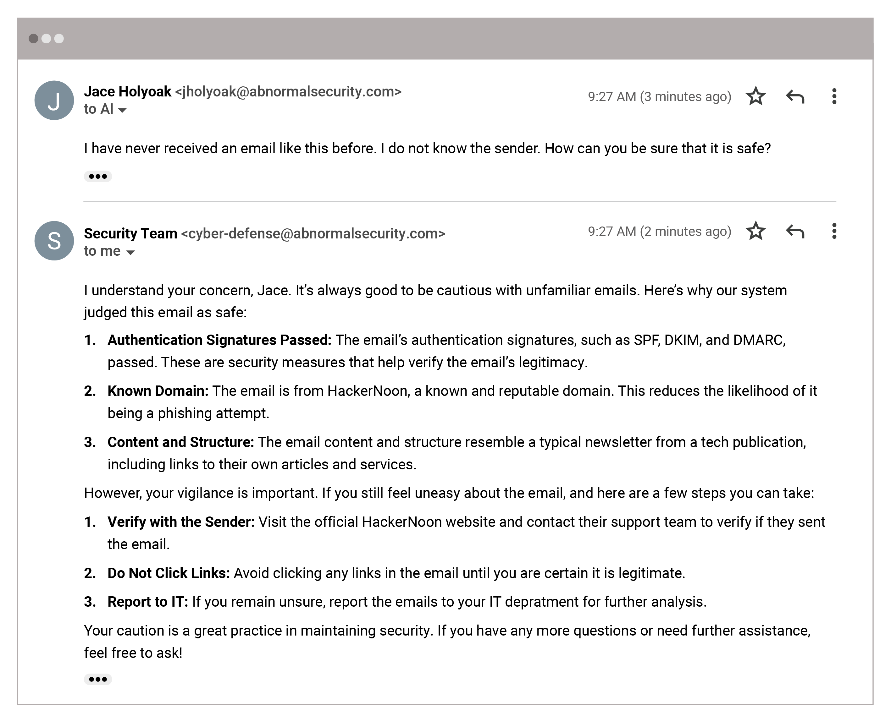 AI Security Mailbox Elevating the Employee Reporting Experience question response