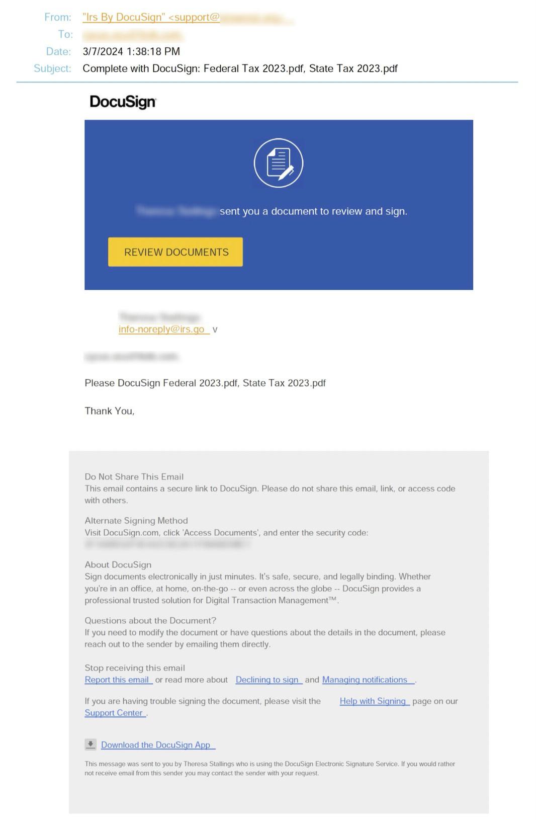 Tax Themed Email Scams Docu Sign