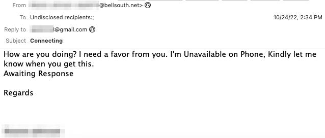 Lilac Wolverine Initial Email Example 1