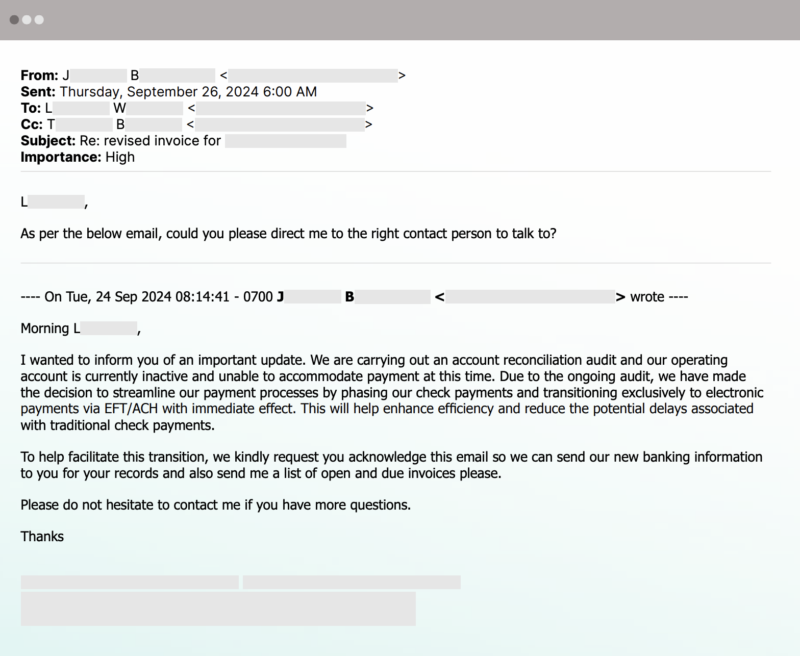 Vendor Email Compromise Case Study Blog Email 2