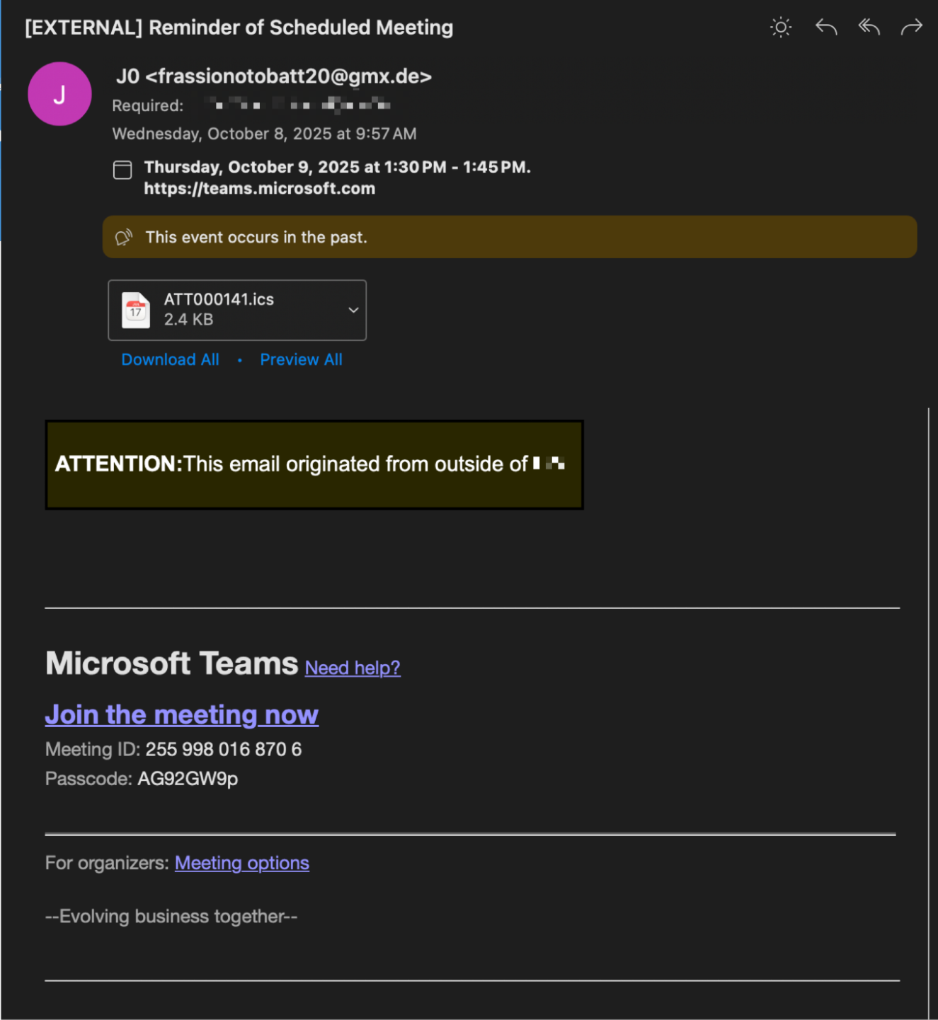 Fake Microsoft Teams Invite Malicious O Auth App Email