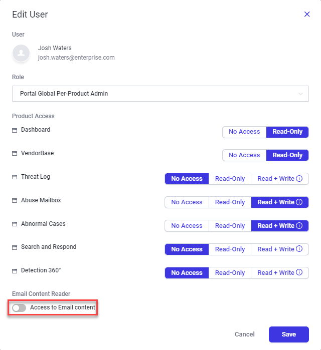 Restricting product access to users by role