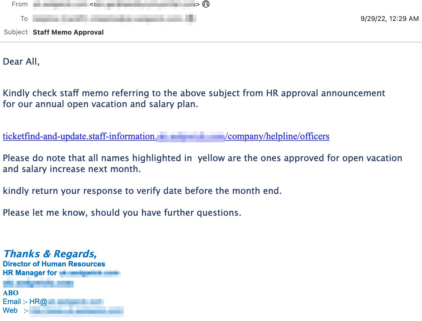 Salary email attack