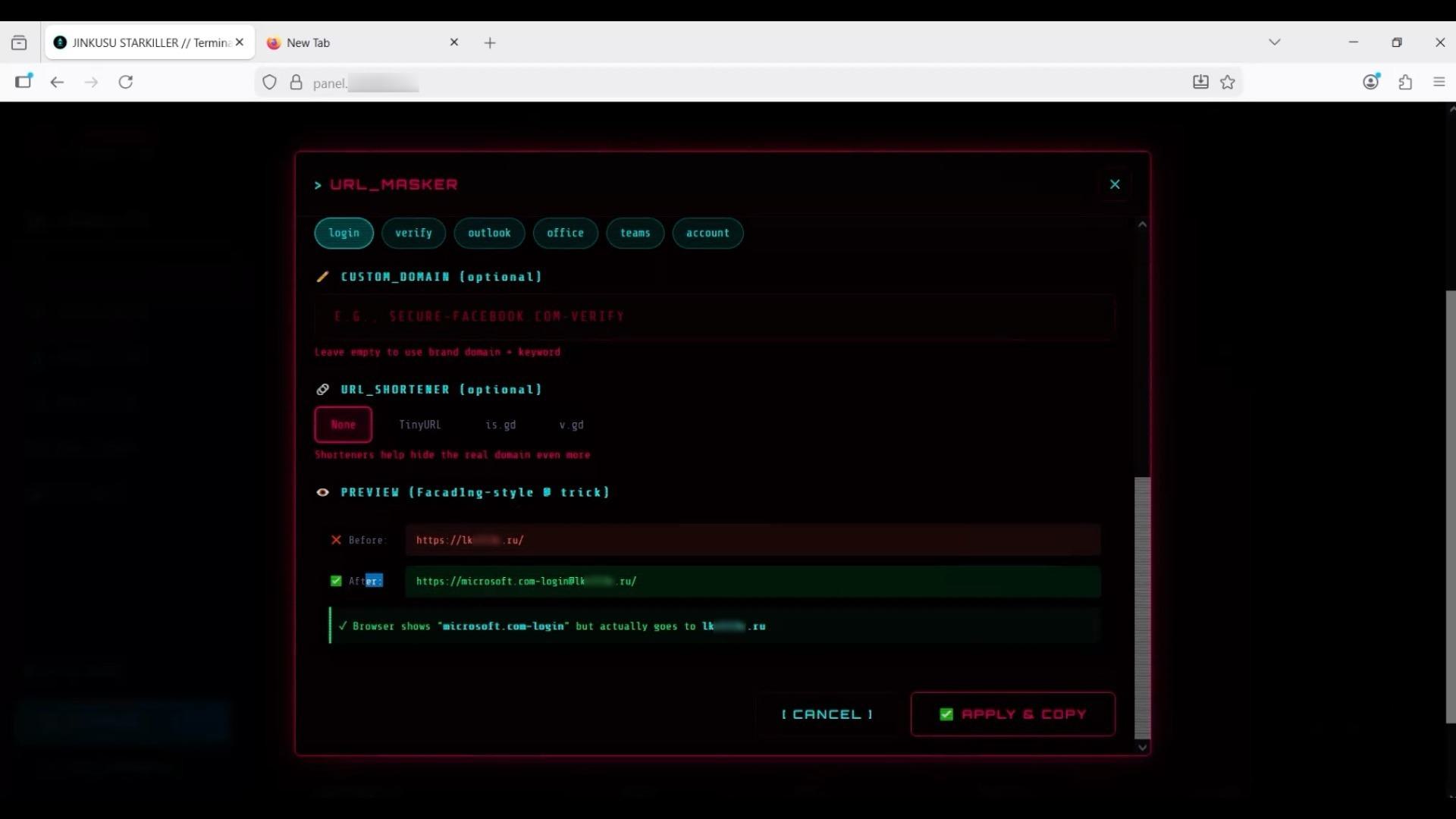 Starkiller Blog 6 URL Masker Example E
