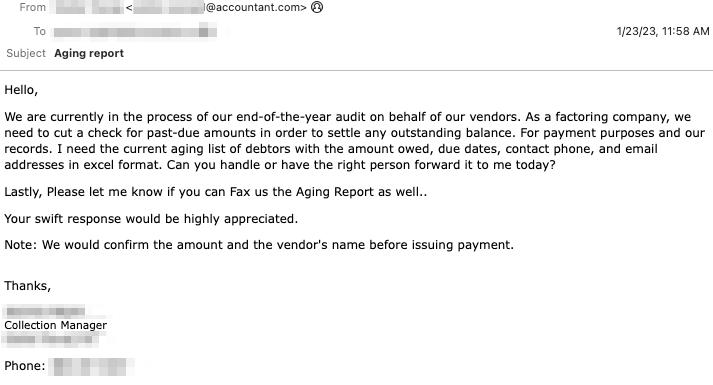 Factoring aging report bec