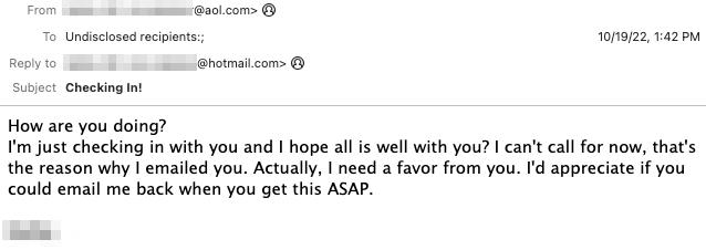 Lilac Wolverine Initial Email Example 2