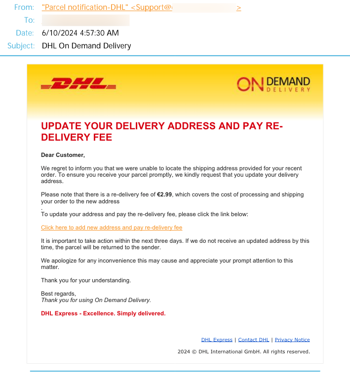 AI DHL Impersonation AI Generated Phishing Email E