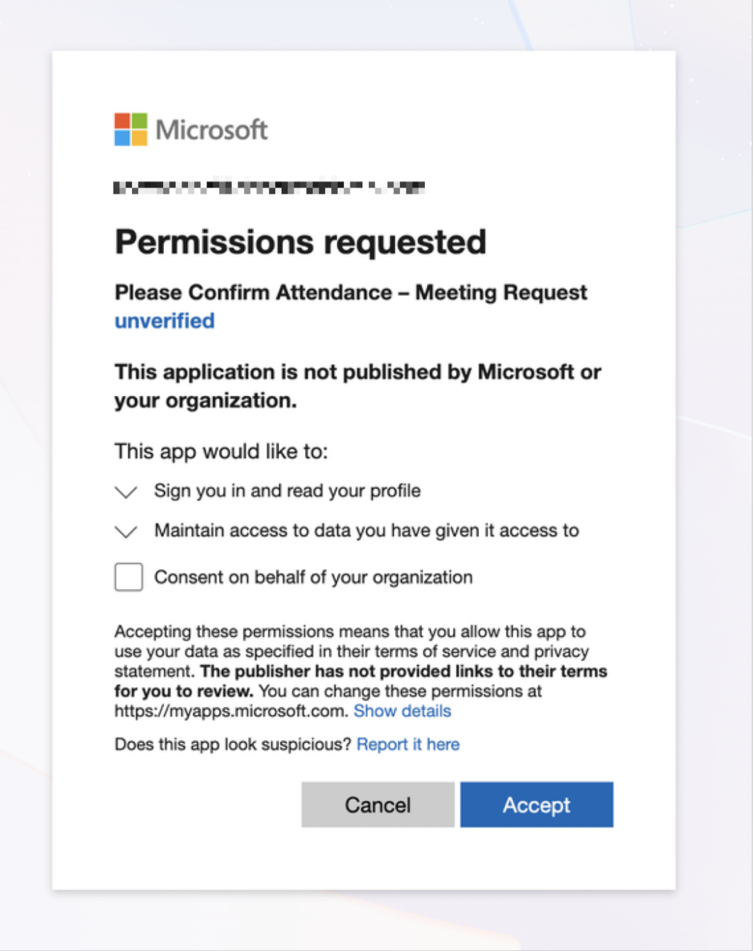 Fake Microsoft Teams Invite Malicious O Auth App Consent Prompt