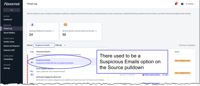 Suspicious Messages Removed from Threat Log