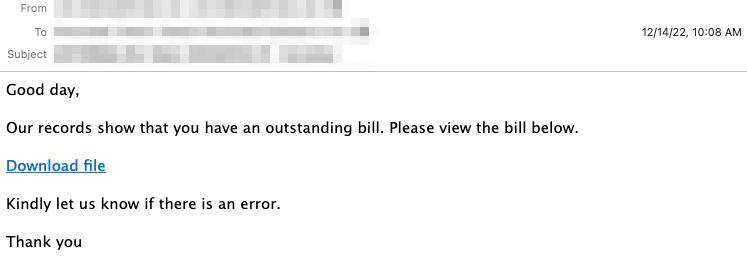Malware link email