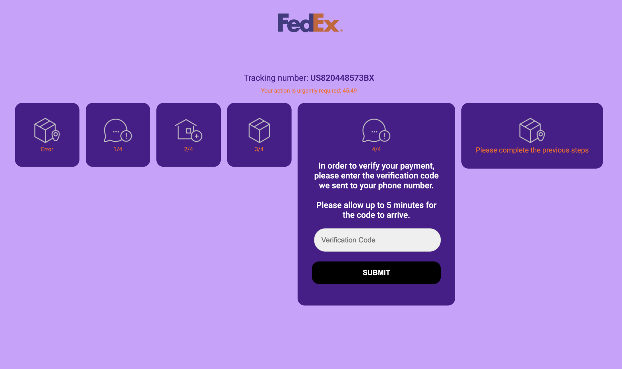 Fedex phishing page 7
