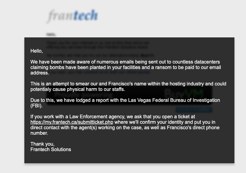 Extortin website message