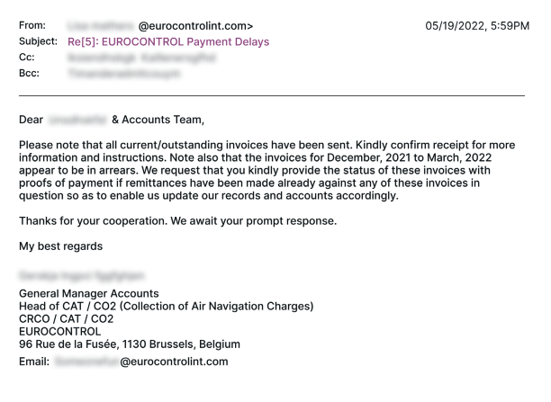 Example of a EUROCONTROL Blind Impersonation Attack