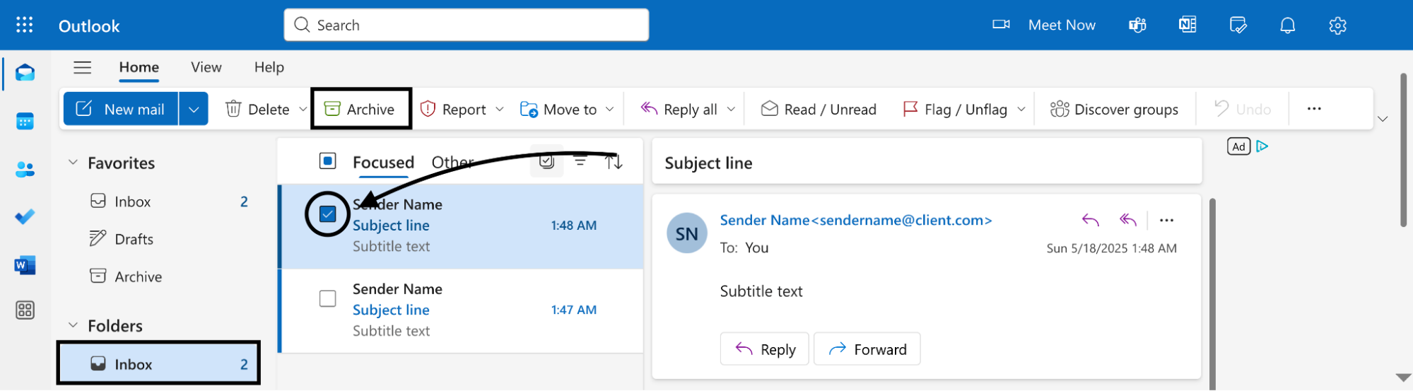 Outlook archive