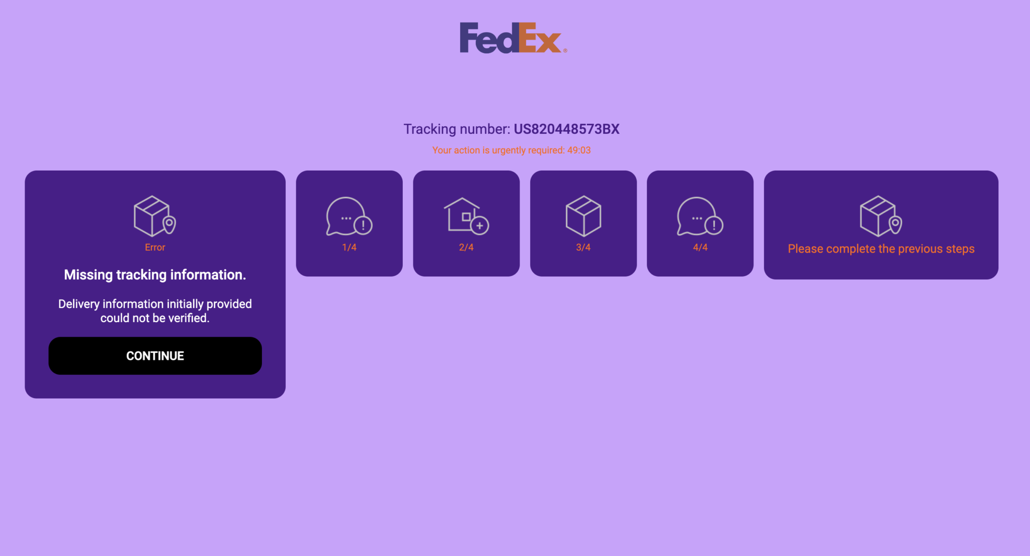 Fedex phishing page 3