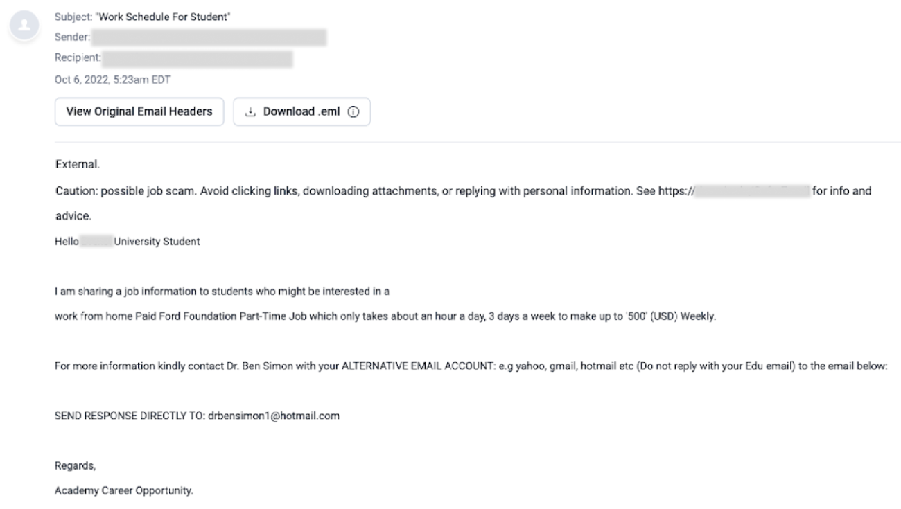 Spam Detection Enhancement Job for Students Email