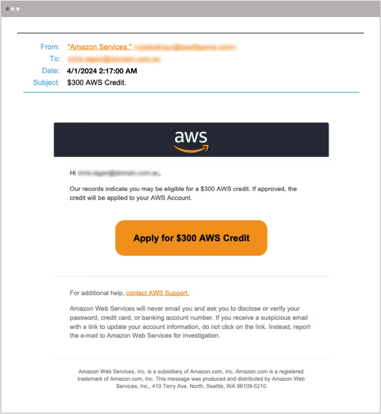 Q2 2024 Attacks AWS Impersonation Email F