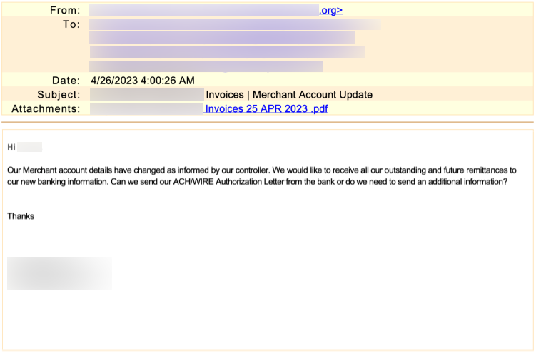 UA Attempted Invoice Fraud Targeting Manufacturer Email Edited