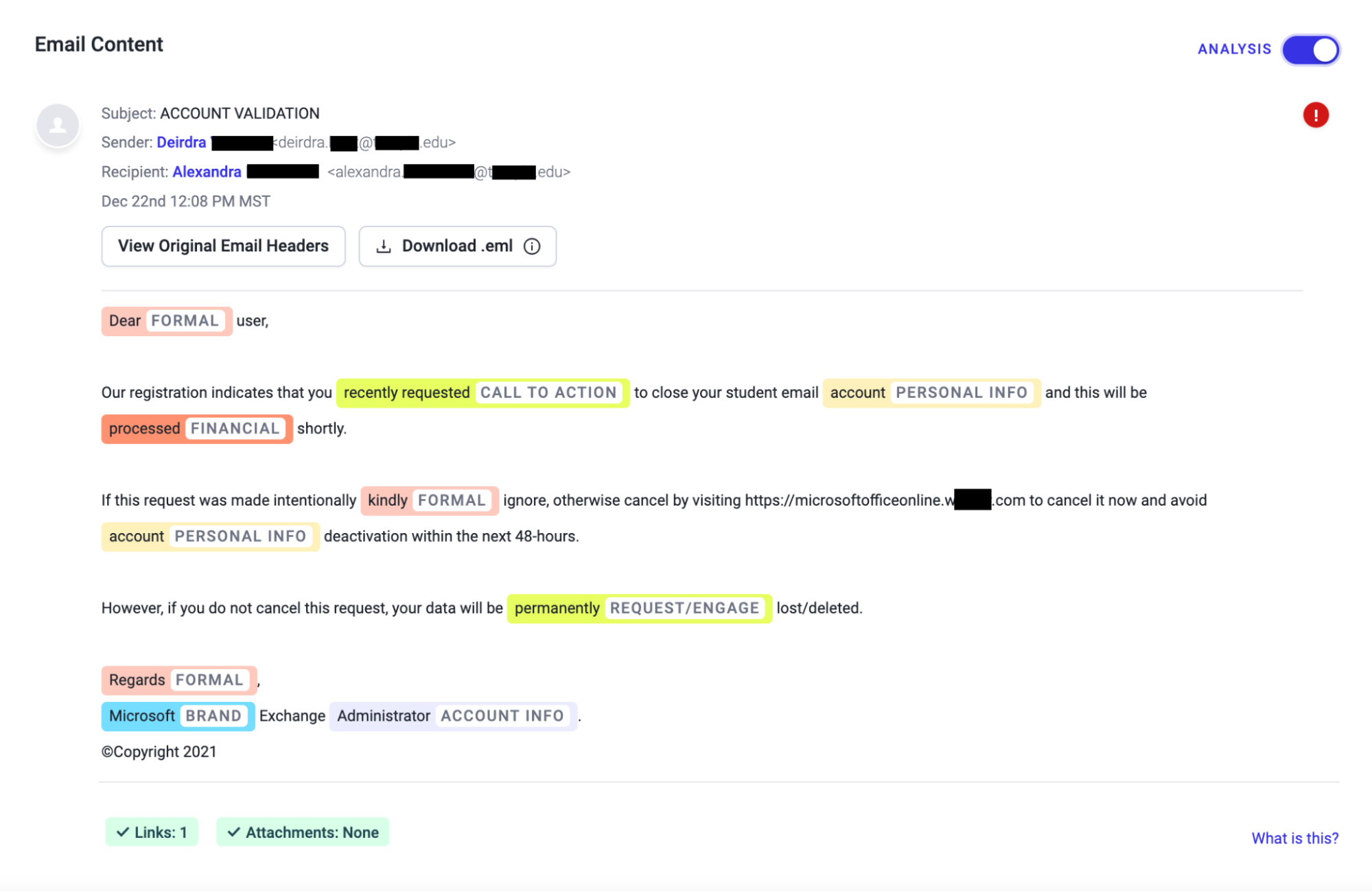 Abnormal detecting a lateral phishing attack from a compromised internal email account