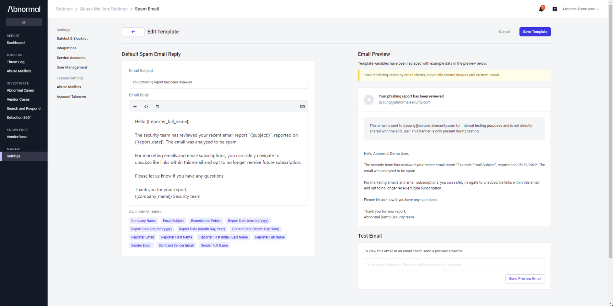 Abuse Mailbox Automated Responses