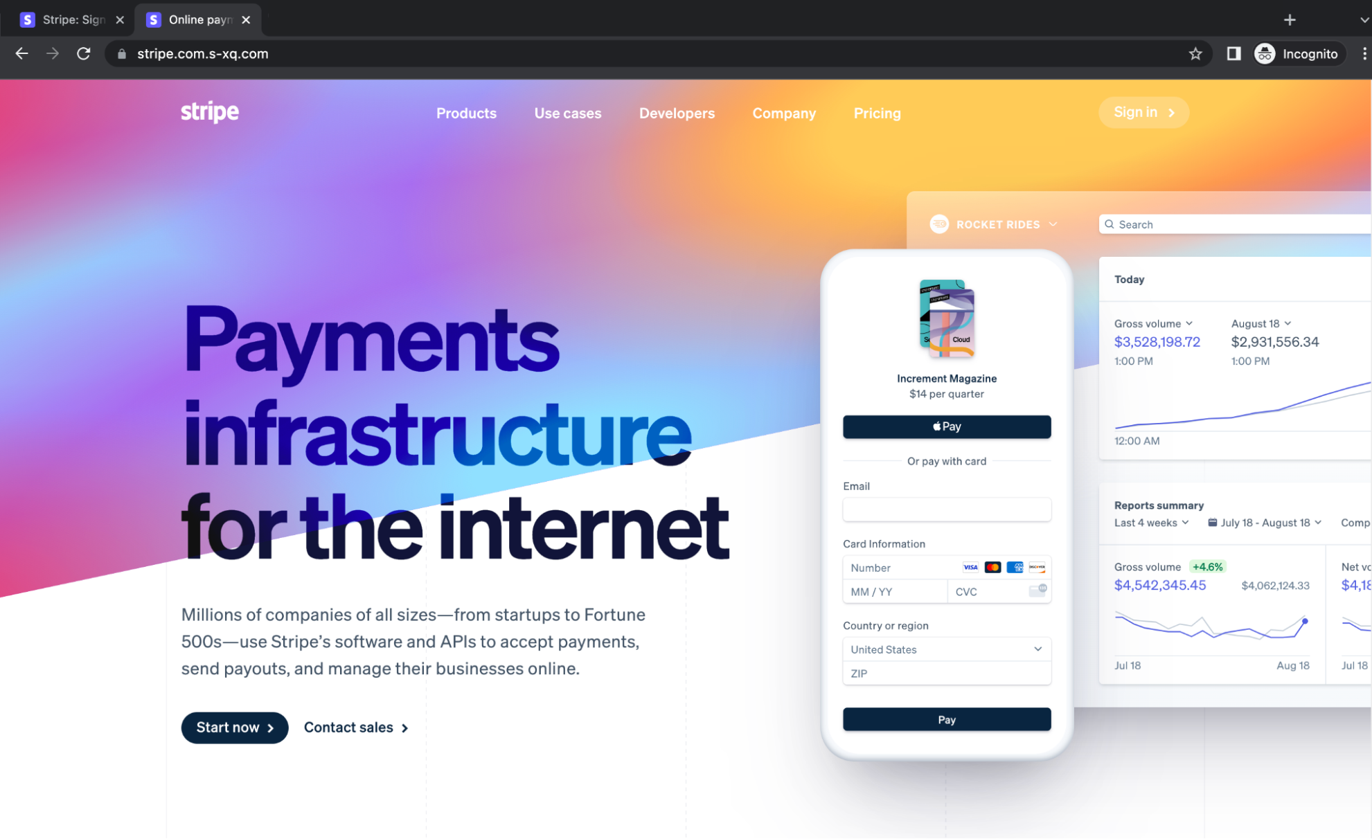 Stripe Credential Phishing Attack Stripe Home Fake