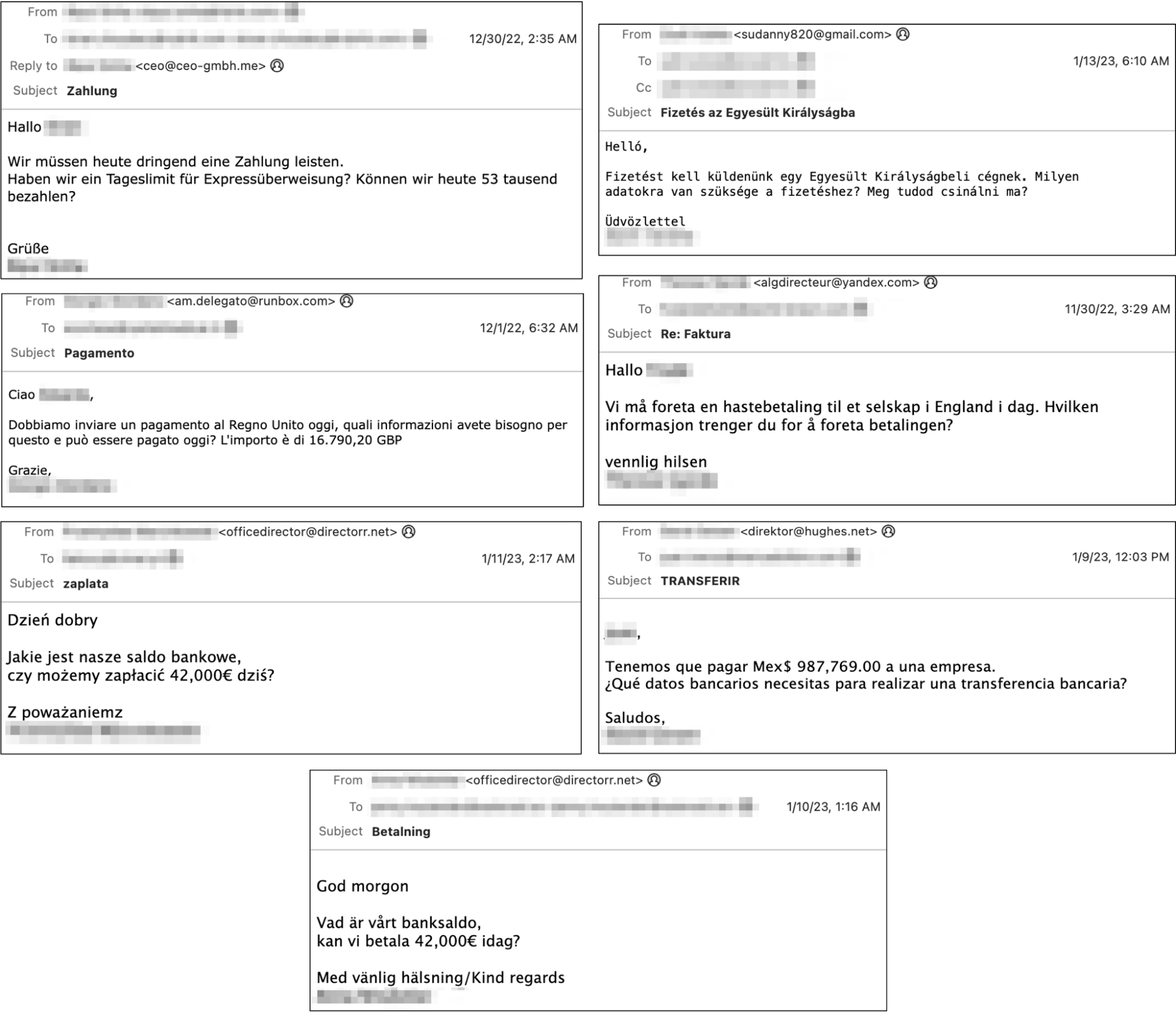 2 Examples of Midnight Hedgehog Emails in Different Languages 2