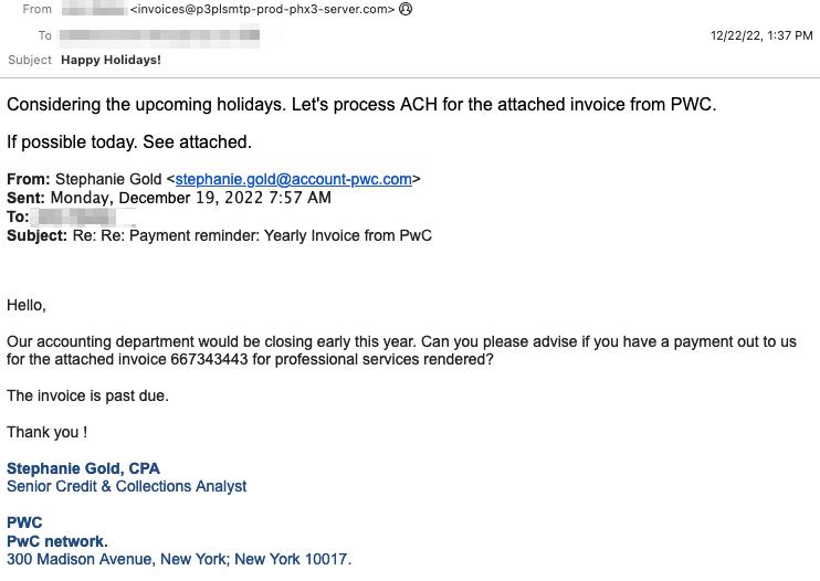 Holidays pwc bec