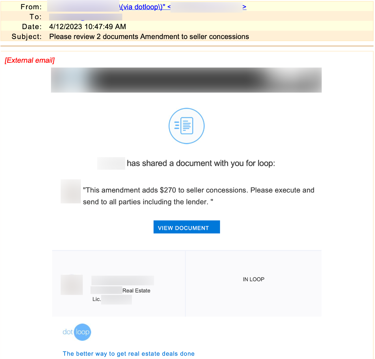 UA Real Estate Software Document Notification Email