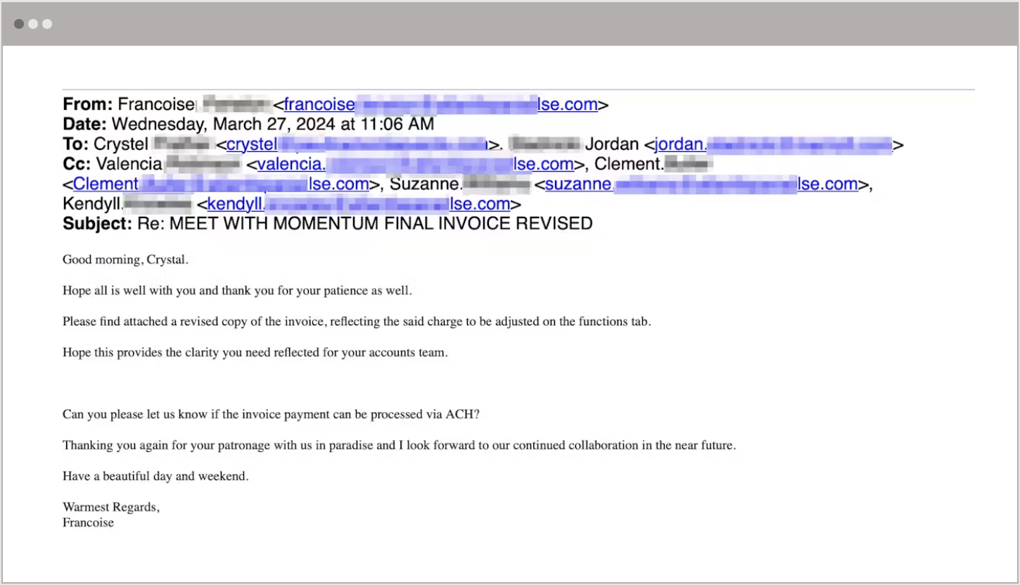Thread Hijacking Email Example 4