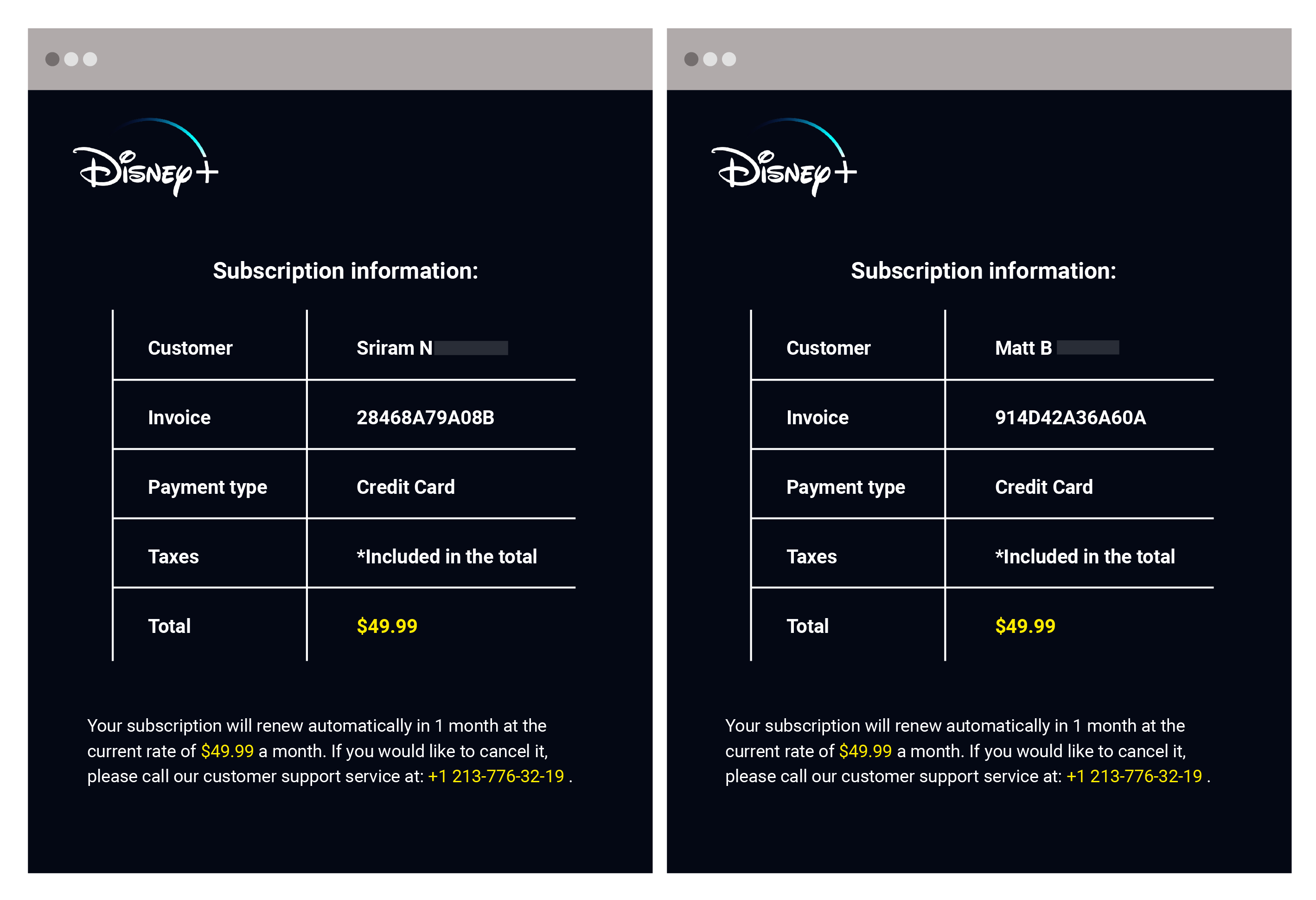 Disney Attack Invoices
