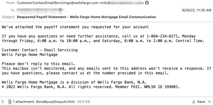 Wells mortgage phish