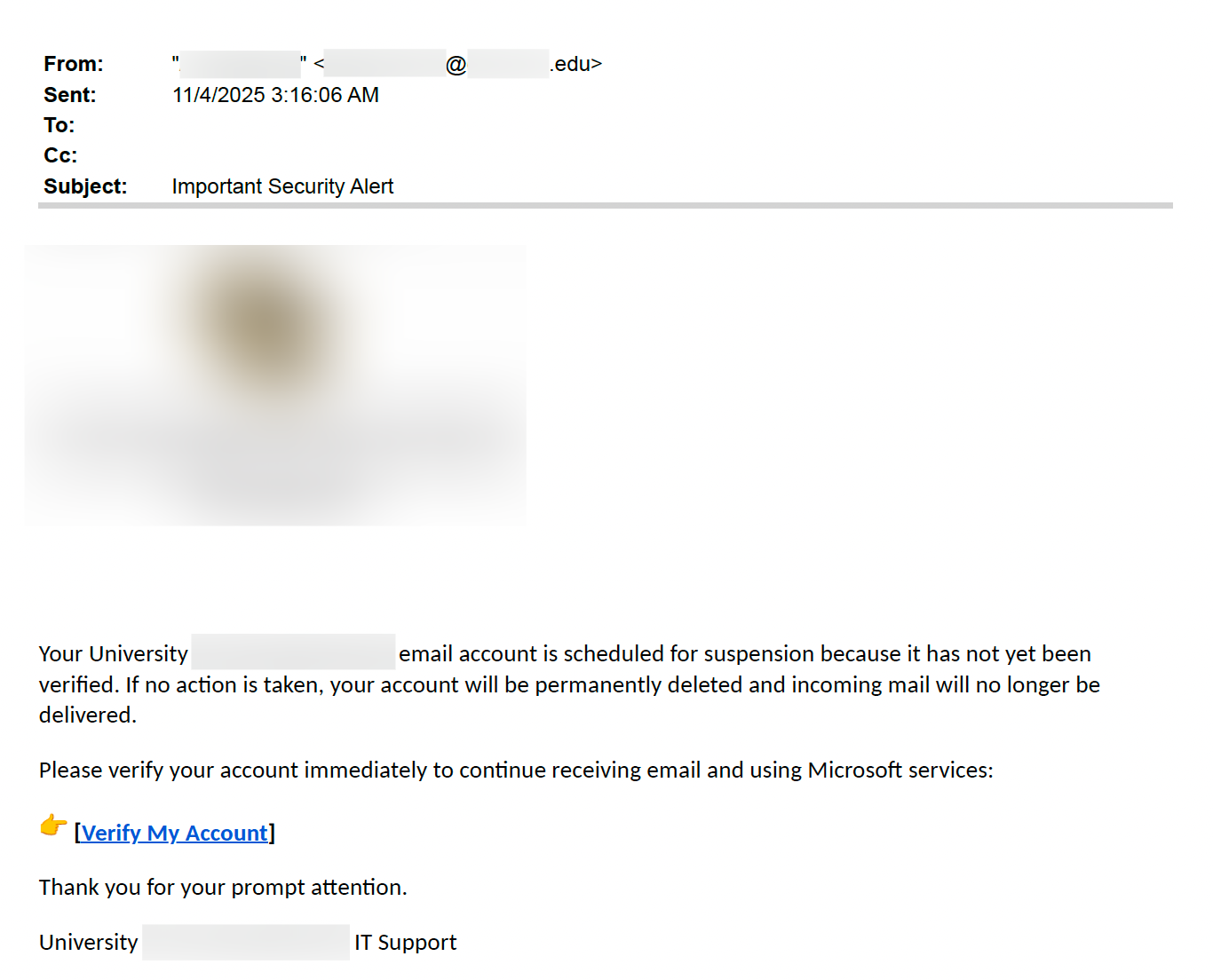 2026 Attack Landscape Report Higher Ed Phishing Email