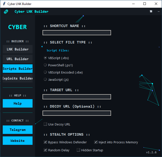 Cyber LNK 3 Scripts Builder